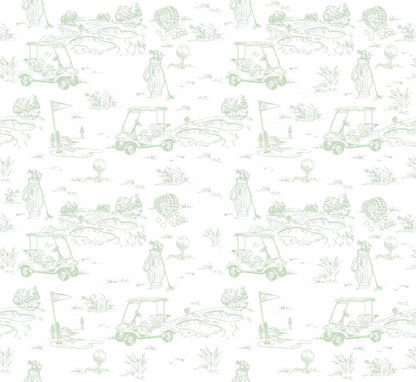 Golf Toile Lunch Bag: Green