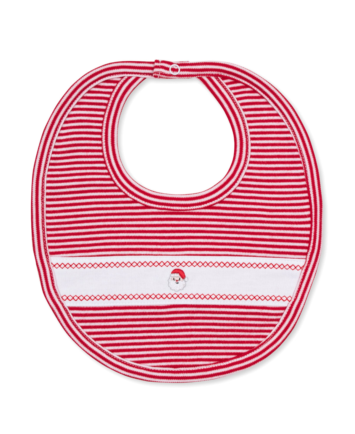 Red/White Stripe Bib with Santa Embroidery