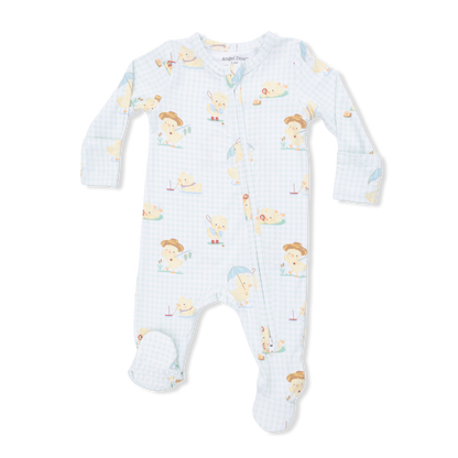 Vintage Spring Ducklings Green 2 Way Zipper Footie