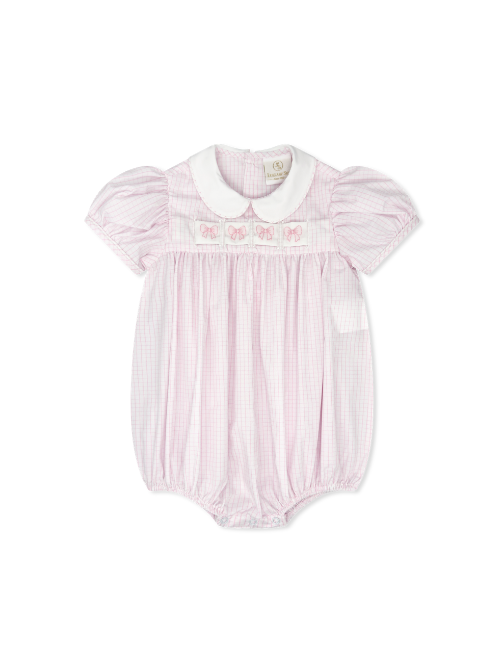 Ruth Ribbon Bubble: Classic Pink Windowpane with Hearts/Bows/Bunnies Interchangeable Ribbons