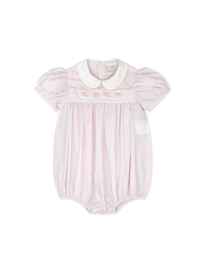 Ruth Ribbon Bubble: Classic Pink Windowpane with Hearts/Bows/Bunnies Interchangeable Ribbons
