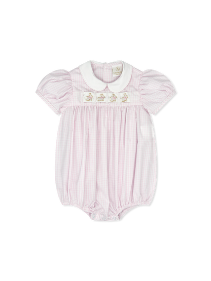Ruth Ribbon Bubble: Classic Pink Windowpane with Hearts/Bows/Bunnies Interchangeable Ribbons
