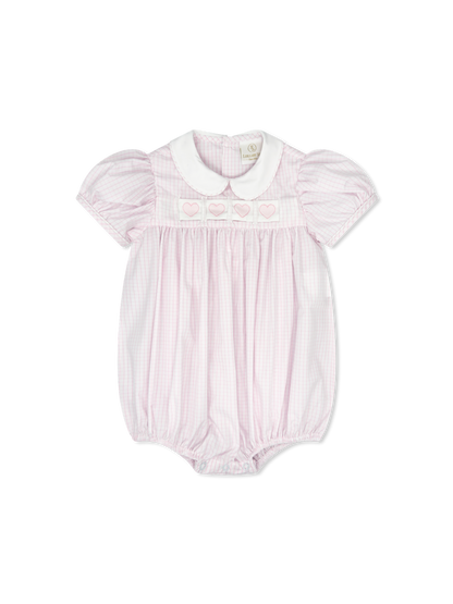 Ruth Ribbon Bubble: Classic Pink Windowpane with Hearts/Bows/Bunnies Interchangeable Ribbons