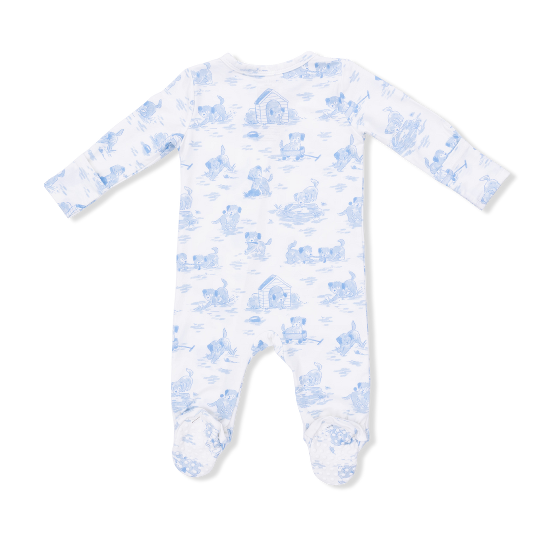 Puppy Toile Blue 2 Way Zipper Footie
