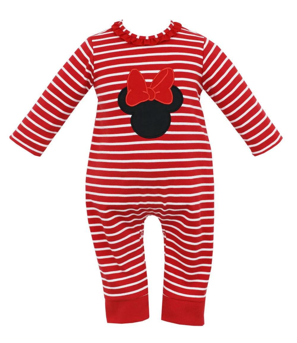 Minnie Red Stripe LS Ruffle Romper