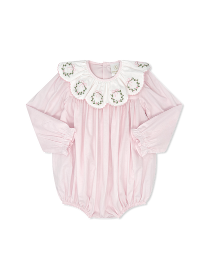 Chloe Bubble: Blessings Pink Batiste with Wreath Embroidery