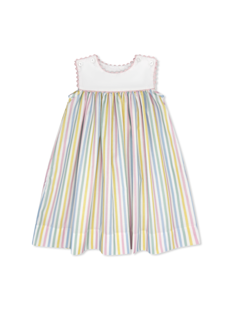 Charming Dress: Sorbet Stripe with Pink RicRac