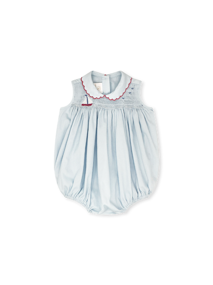 Ella Bubble: Brentwood Blue with Sailboat Smocking