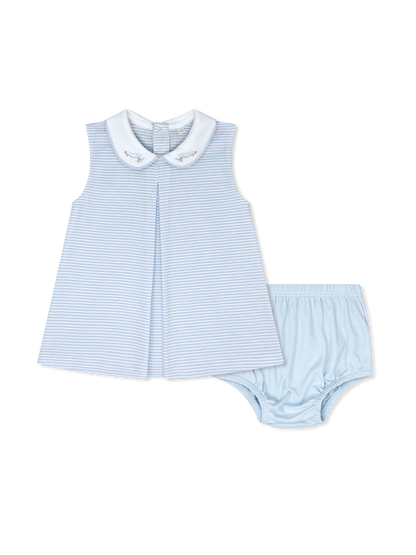 Collier Diaper Set: Palmer Blue Stripe with Caterpiller Embroidery