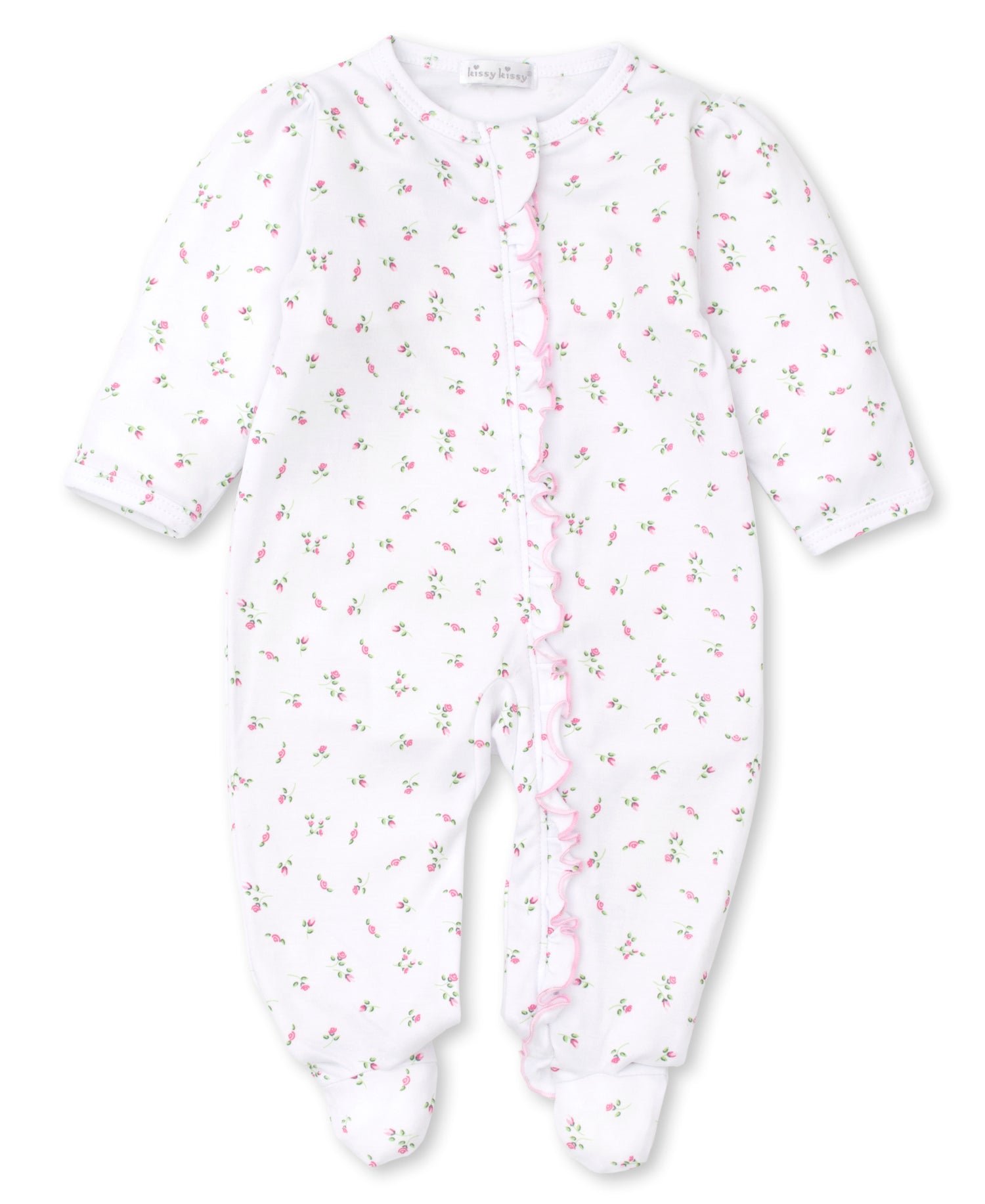 Garden Roses Print Footie w/Zip Ruffle