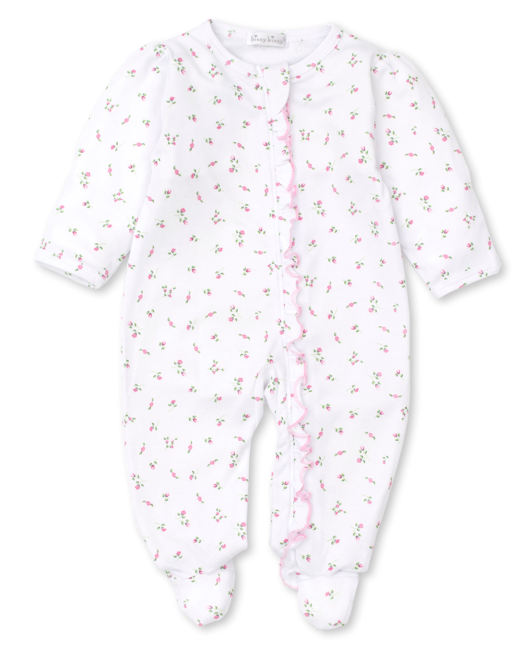 Garden Roses Print Footie w/Zip Ruffle