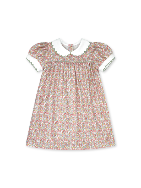 Memory Making Scallop Dress: Autumn Garden with Sweetgrass Corduroy Piping