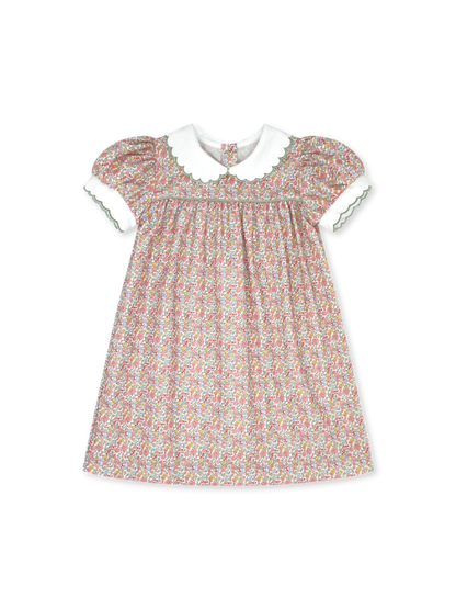 Memory Making Scallop Dress: Autumn Garden with Sweetgrass Corduroy Piping