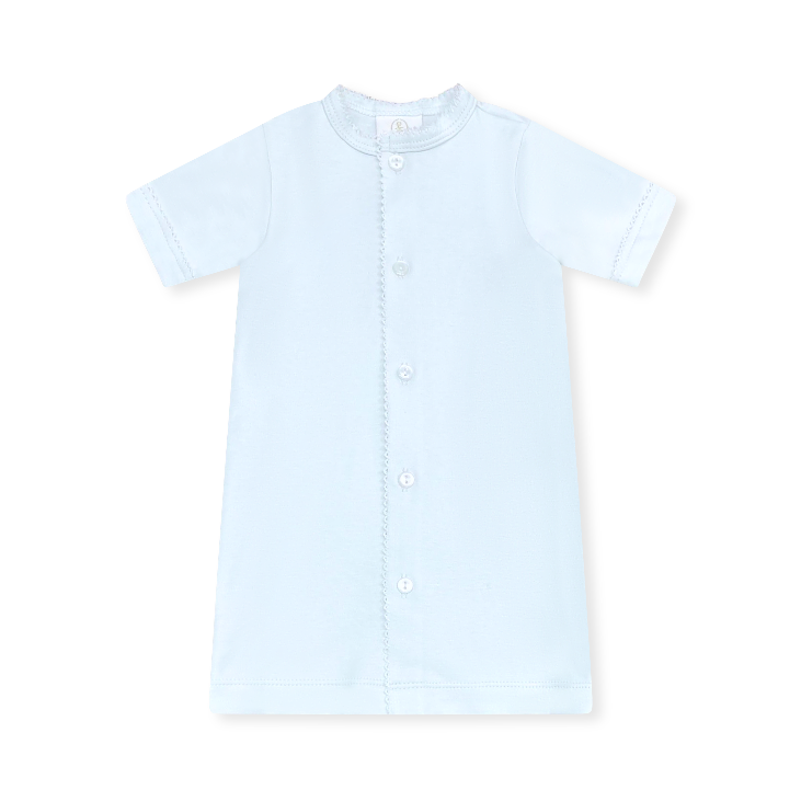Welcome Little One Daygown: Park Blue with Picot Trim
