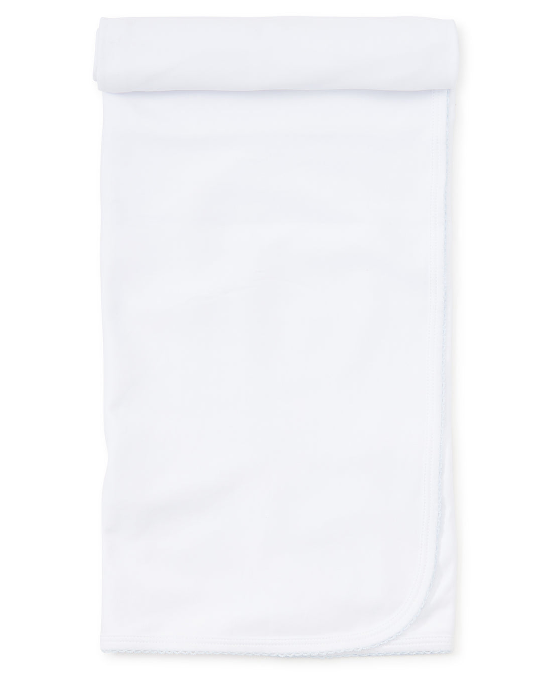 Basics Blanket: White with Light Blue Trim