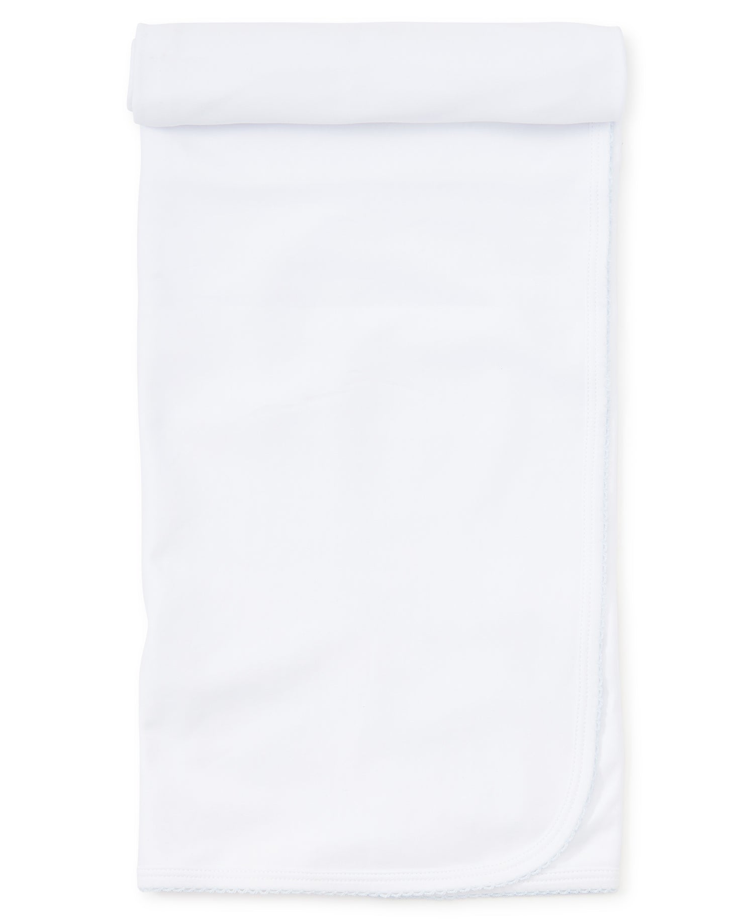 Basics Blanket: White with Light Blue Trim