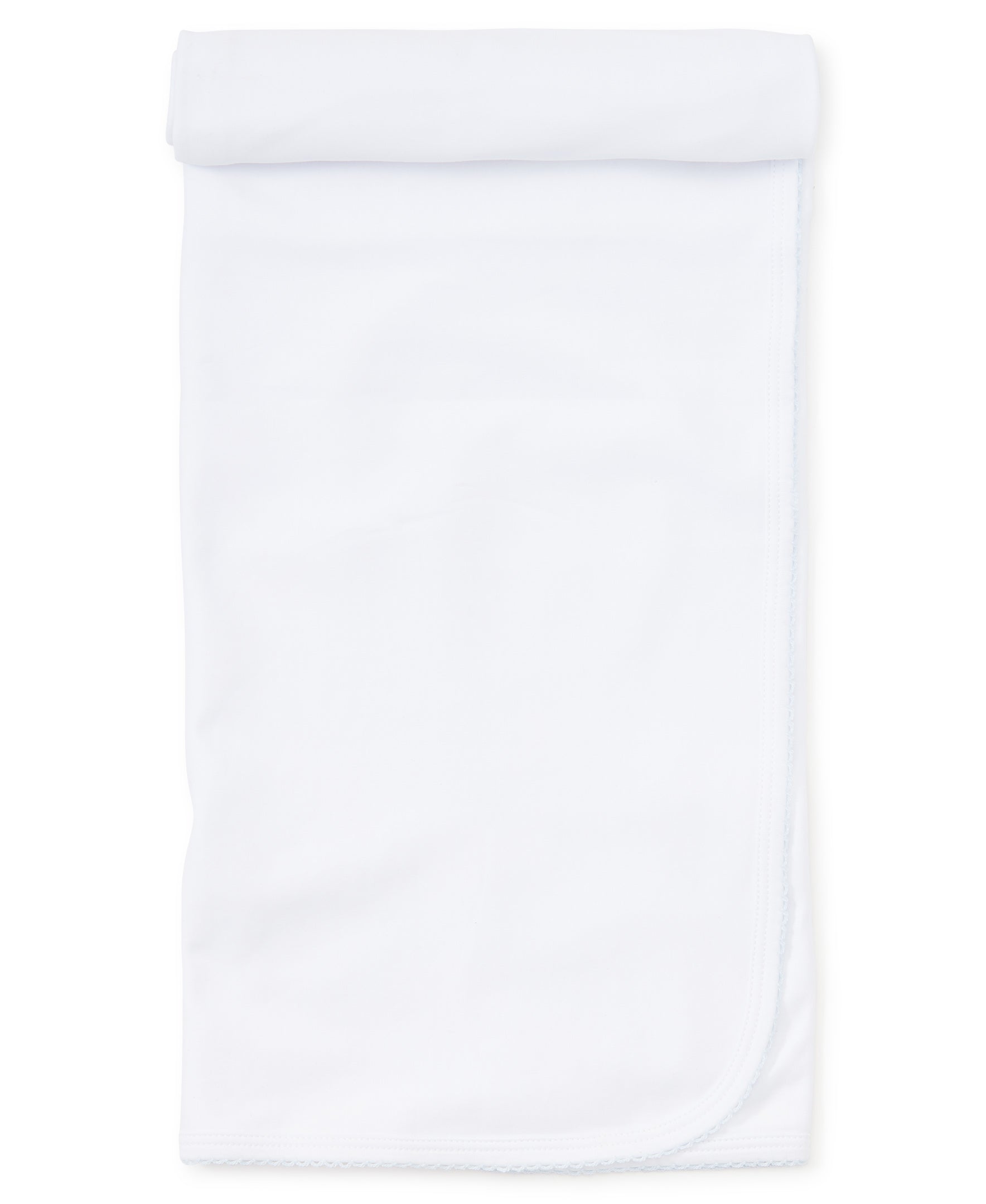 Basics Blanket: White with Light Blue Trim