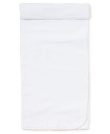 Basics Blanket: White with Light Pink Trim