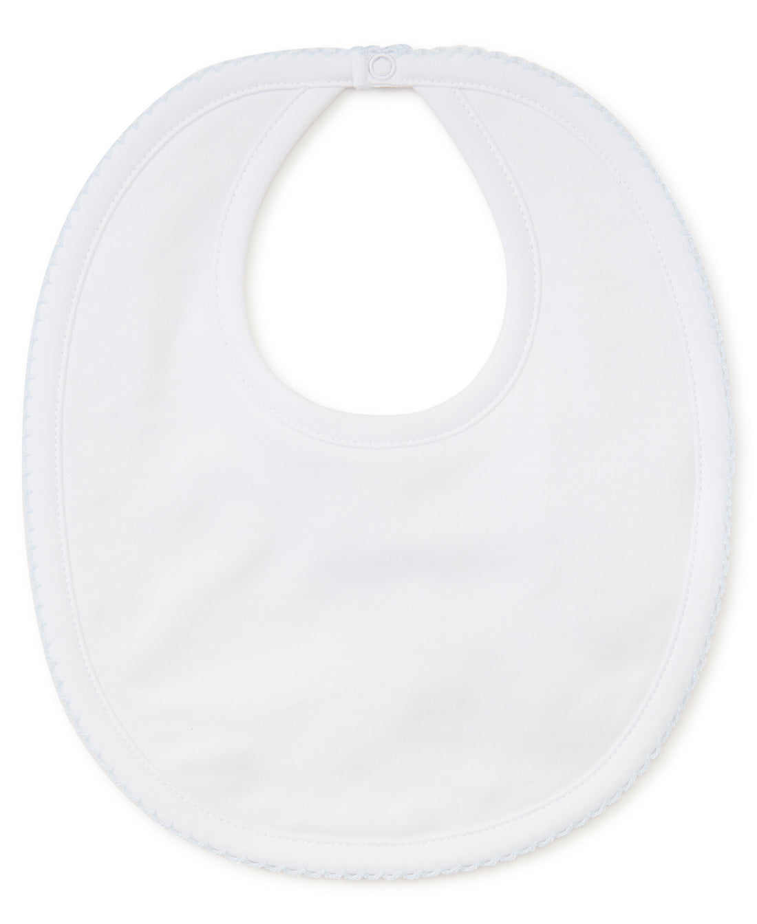 Kissy Kissy Basics Bib: White with Light Blue Trim