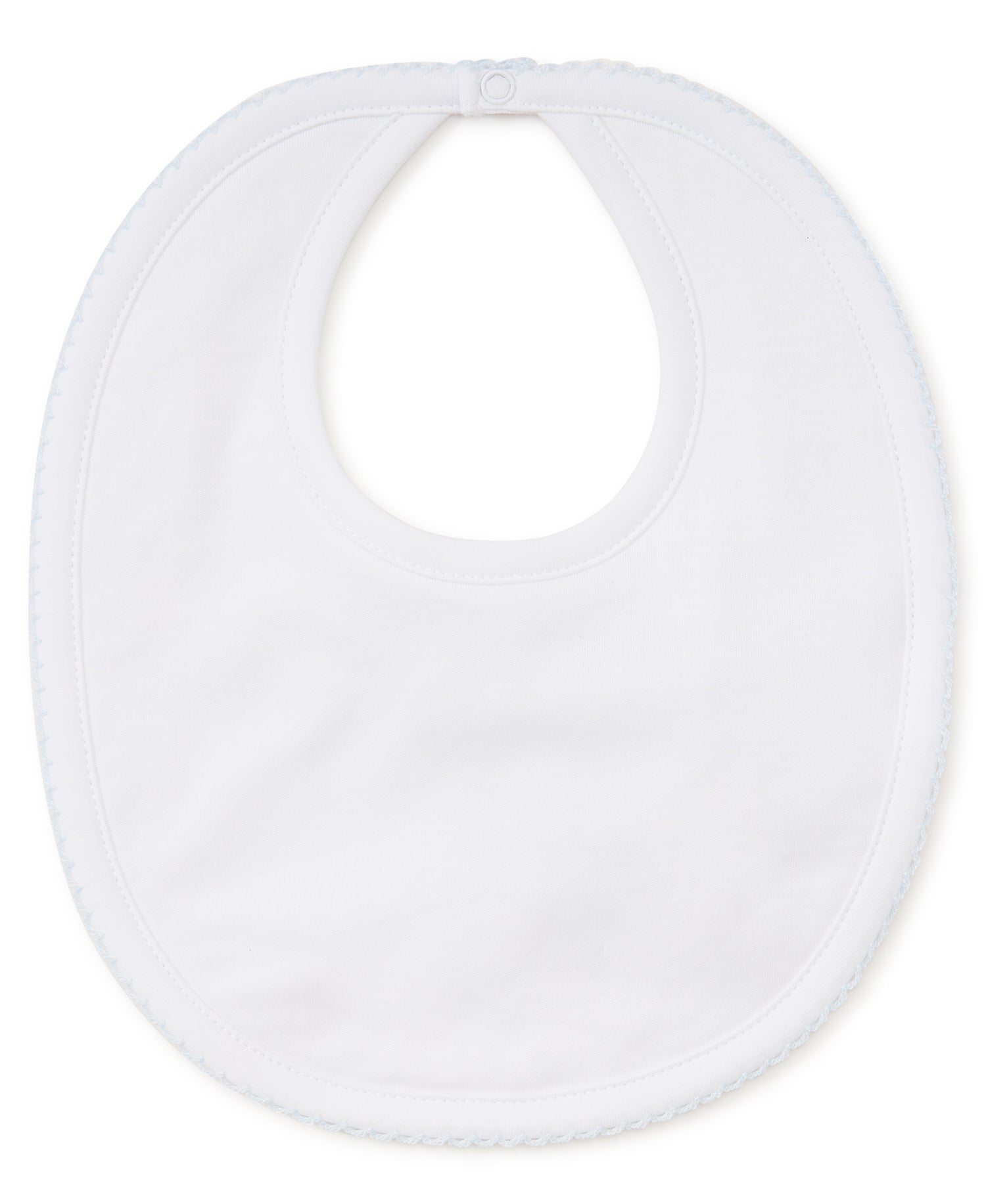 Kissy Kissy Basics Bib: White with Light Blue Trim