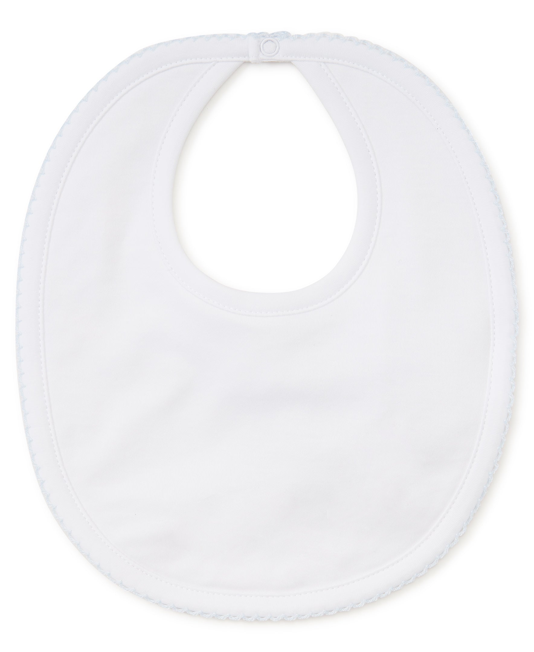 Kissy Kissy Basics Bib: White with Light Blue Trim