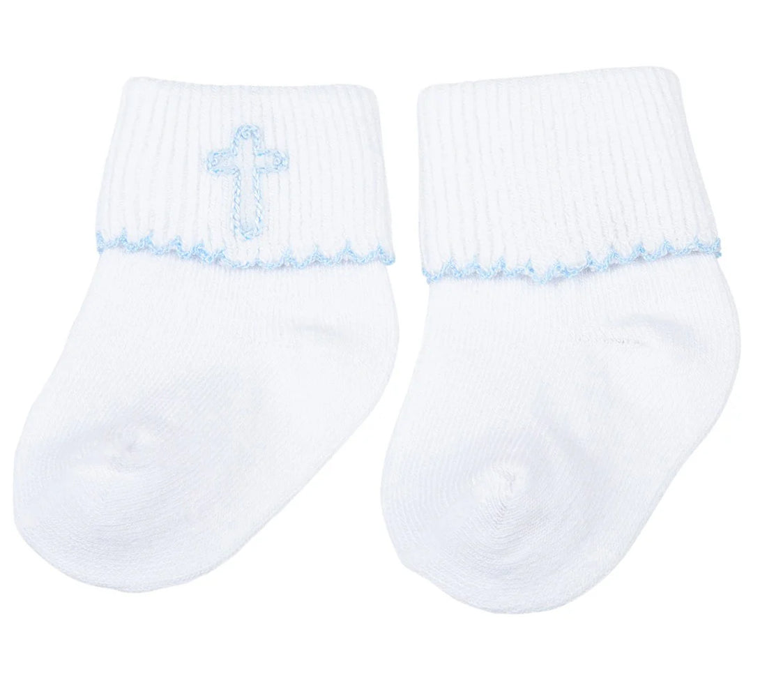 Blessed Embroidered Socks: Blue