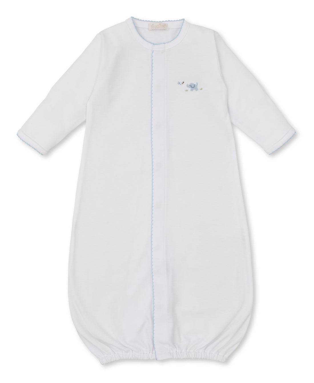 Premier Elephant Empire Embroidered Pima Converter Gown: White with Light Blue