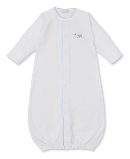 Premier Elephant Empire Embroidered Pima Converter Gown: White with Light Blue