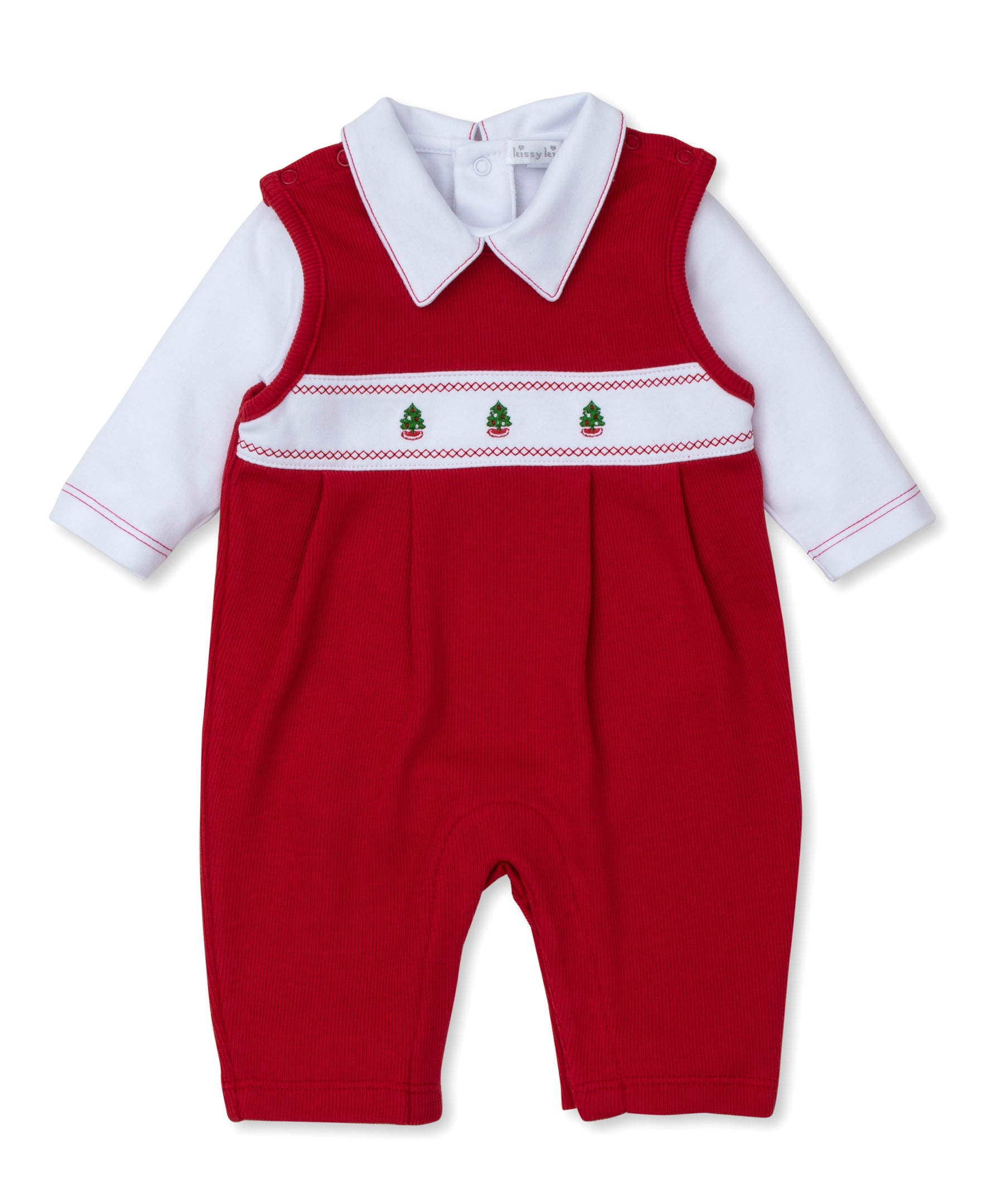 Christmas Tree Embroidered Overall Set (2-Piece)