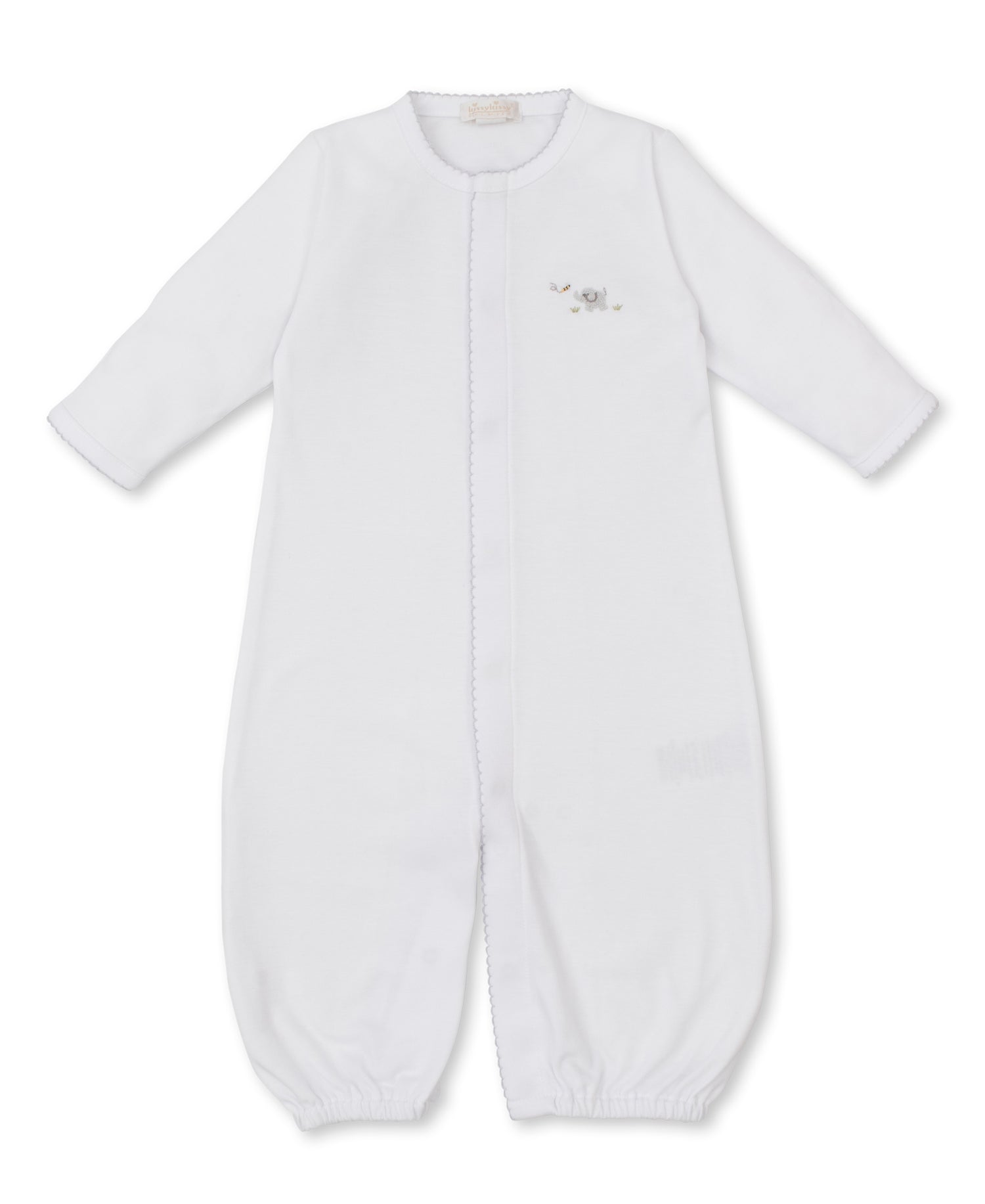 Premier Elephant Empire Embroidered Pima Converter Gown: White with Silver