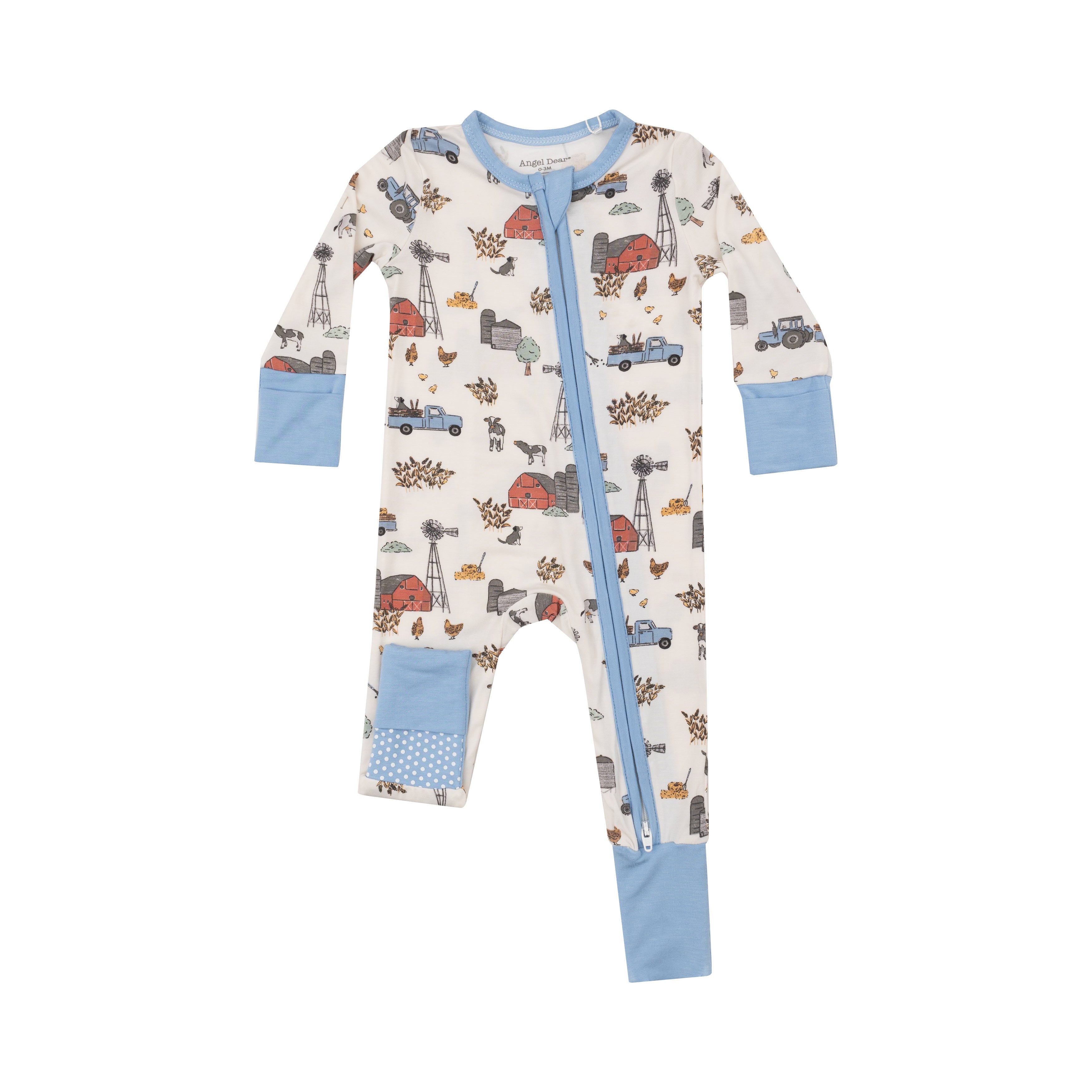 2-Way Zippered Romper: Hay Farmer (Blue)