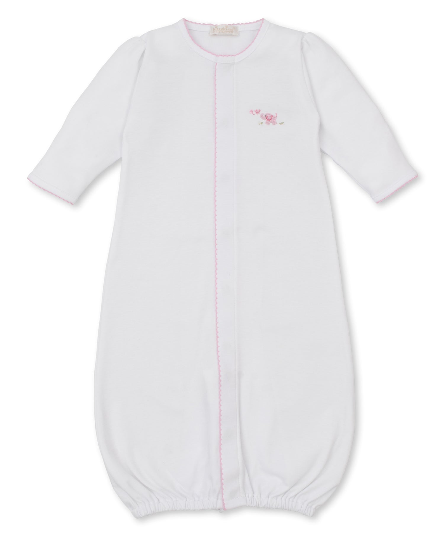 Premier Elephant Empire Embroidered Pima Converter Gown: White with Light Pink