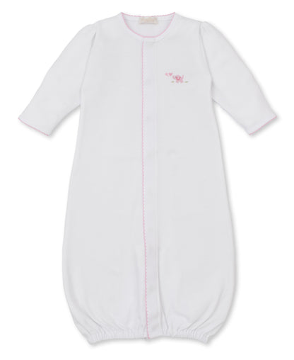 Premier Elephant Empire Embroidered Pima Converter Gown: White with Light Pink