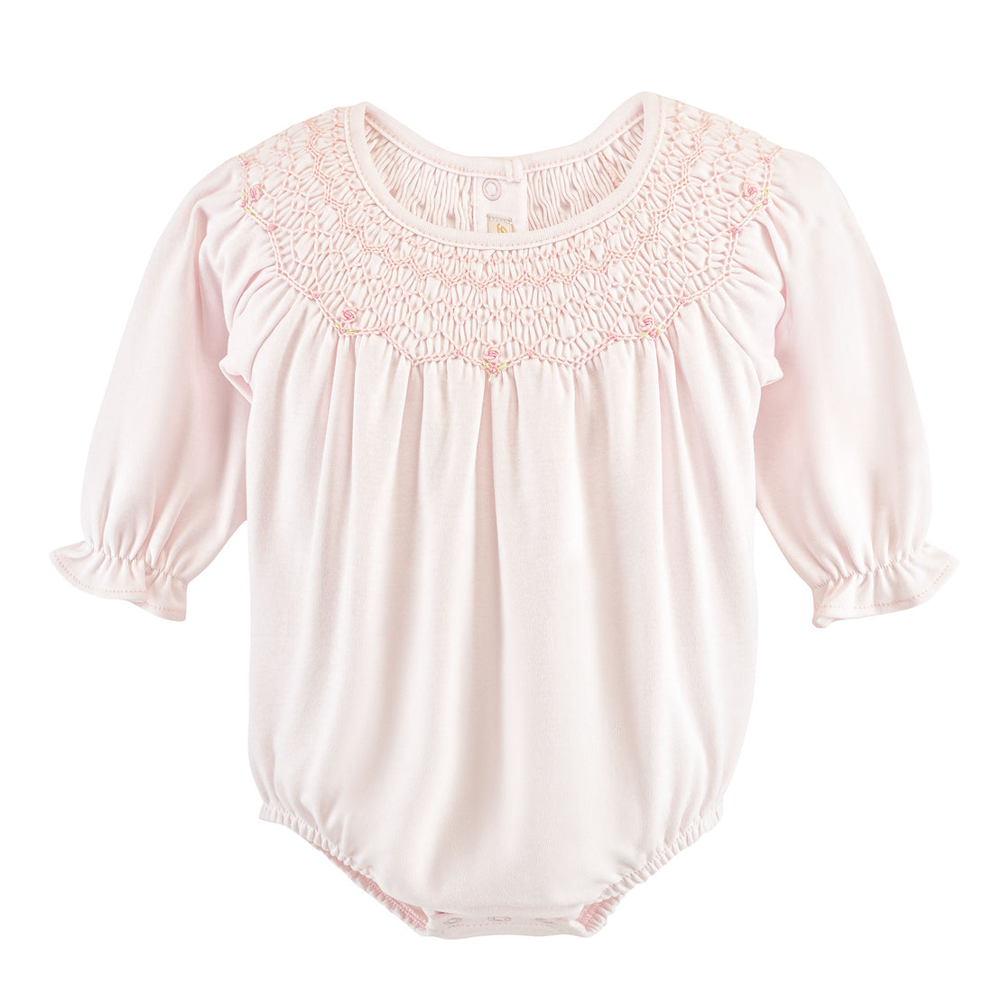 Smocked Bishop LS Bubble: Light Pink