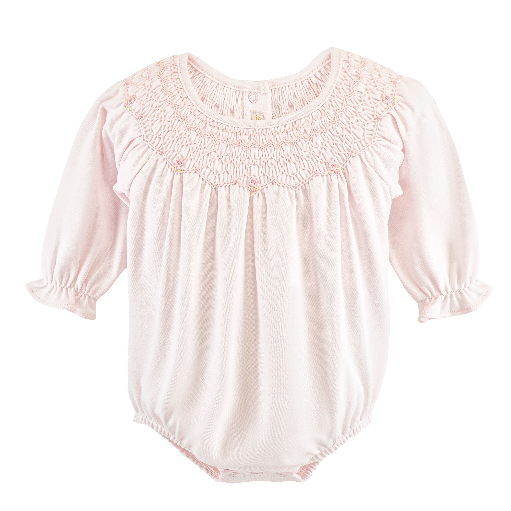 Smocked Bishop LS Bubble: Light Pink