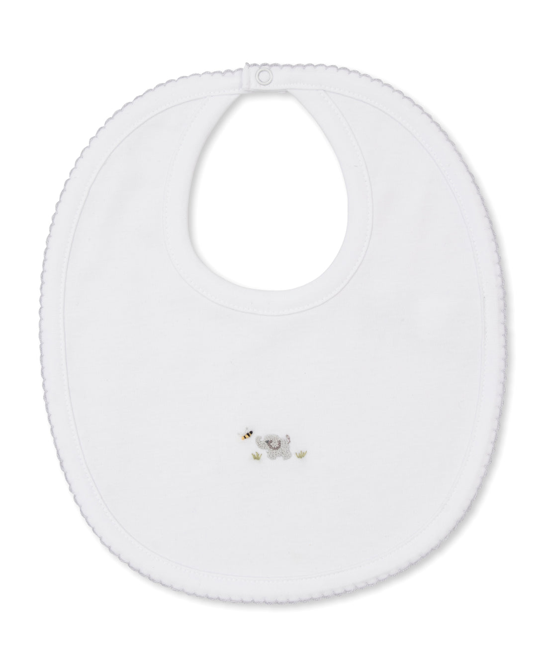 Premier Elephant Empire Embroidered Pima Bib: White with Silver