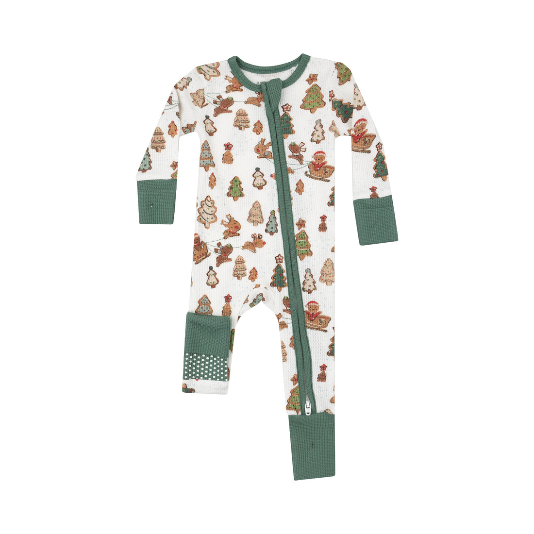 2-Way Zipper Romper: Gingerbread Sleigh Ride