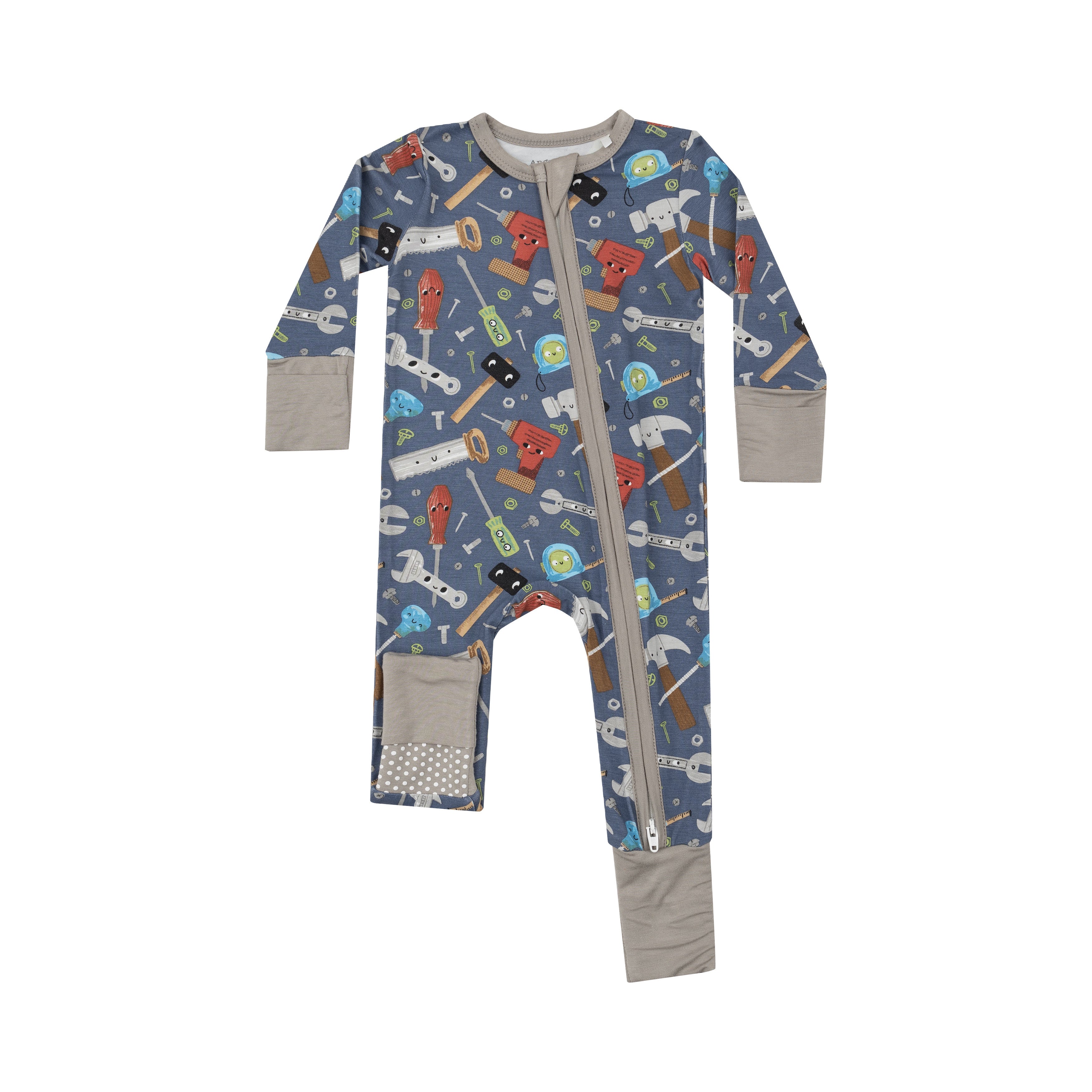 2-Way Zippper Romper: Happy Toolbox