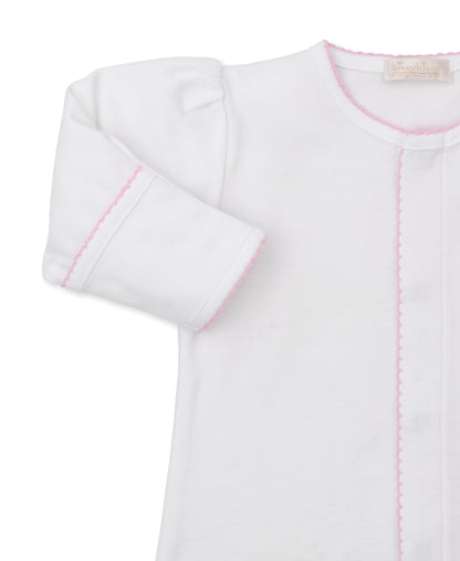 Premier Elephant Empire Embroidered Pima Converter Gown: White with Light Pink