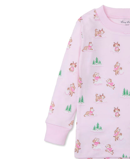 Puppy Snowball Pranks Snug-Fit Pajamas: Light PInk