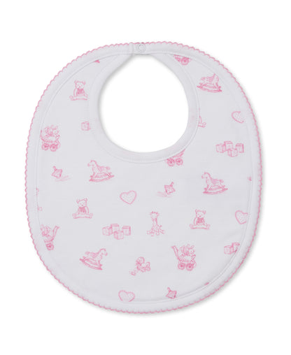 Vintage Toy Treasures Printed Bib: Pink