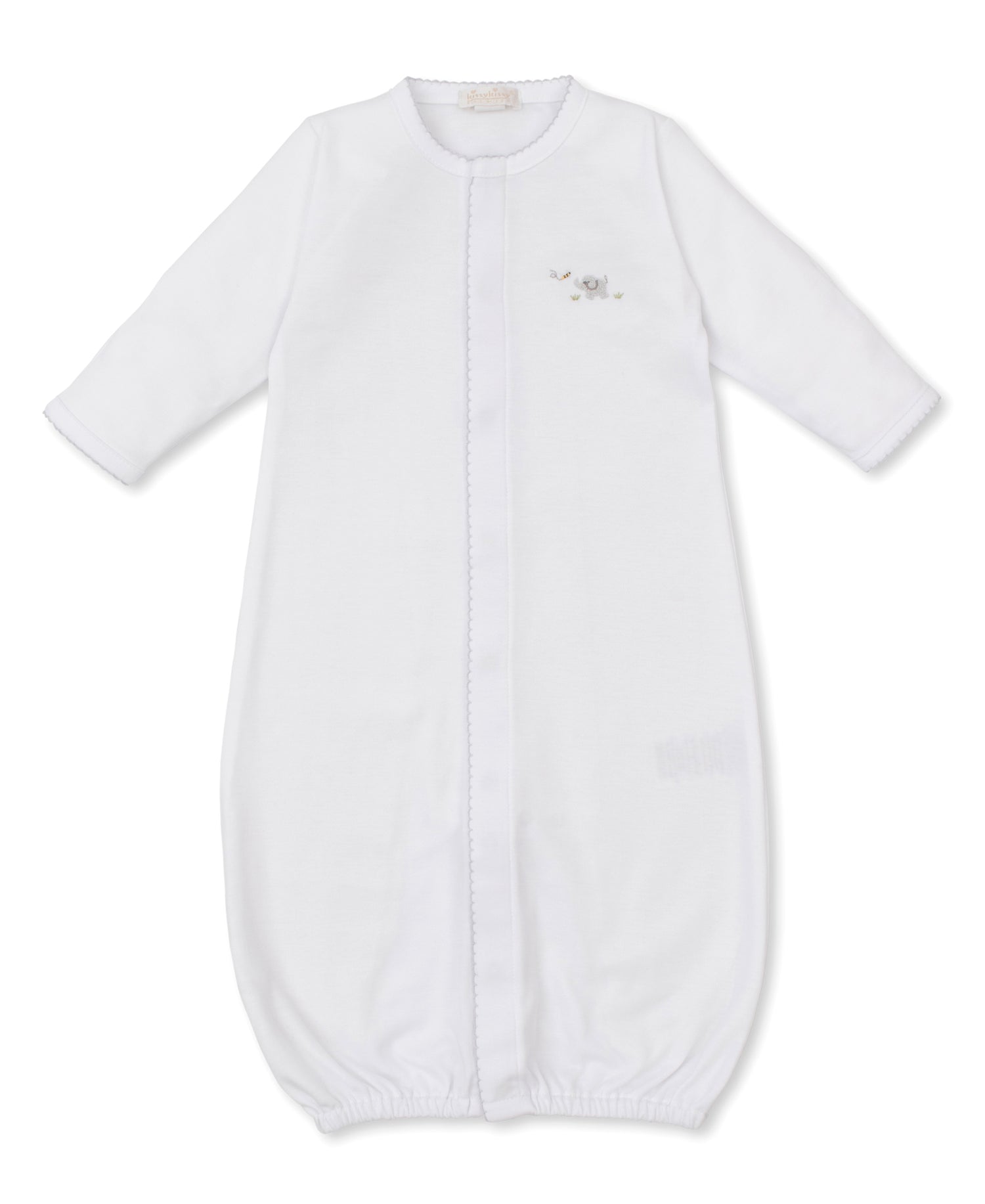 Premier Elephant Empire Embroidered Pima Converter Gown: White with Silver