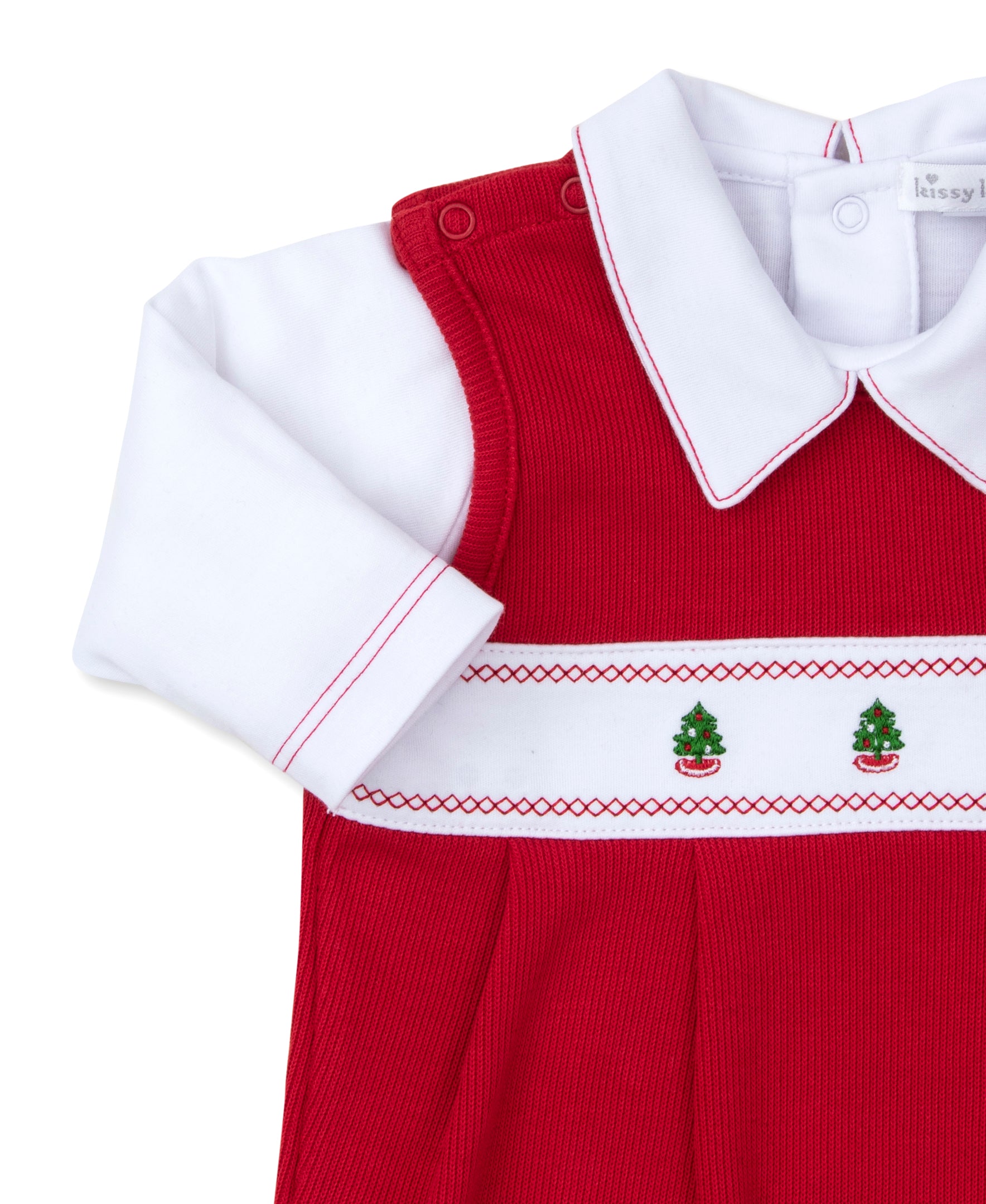 Christmas Tree Embroidered Overall Set (2-Piece)