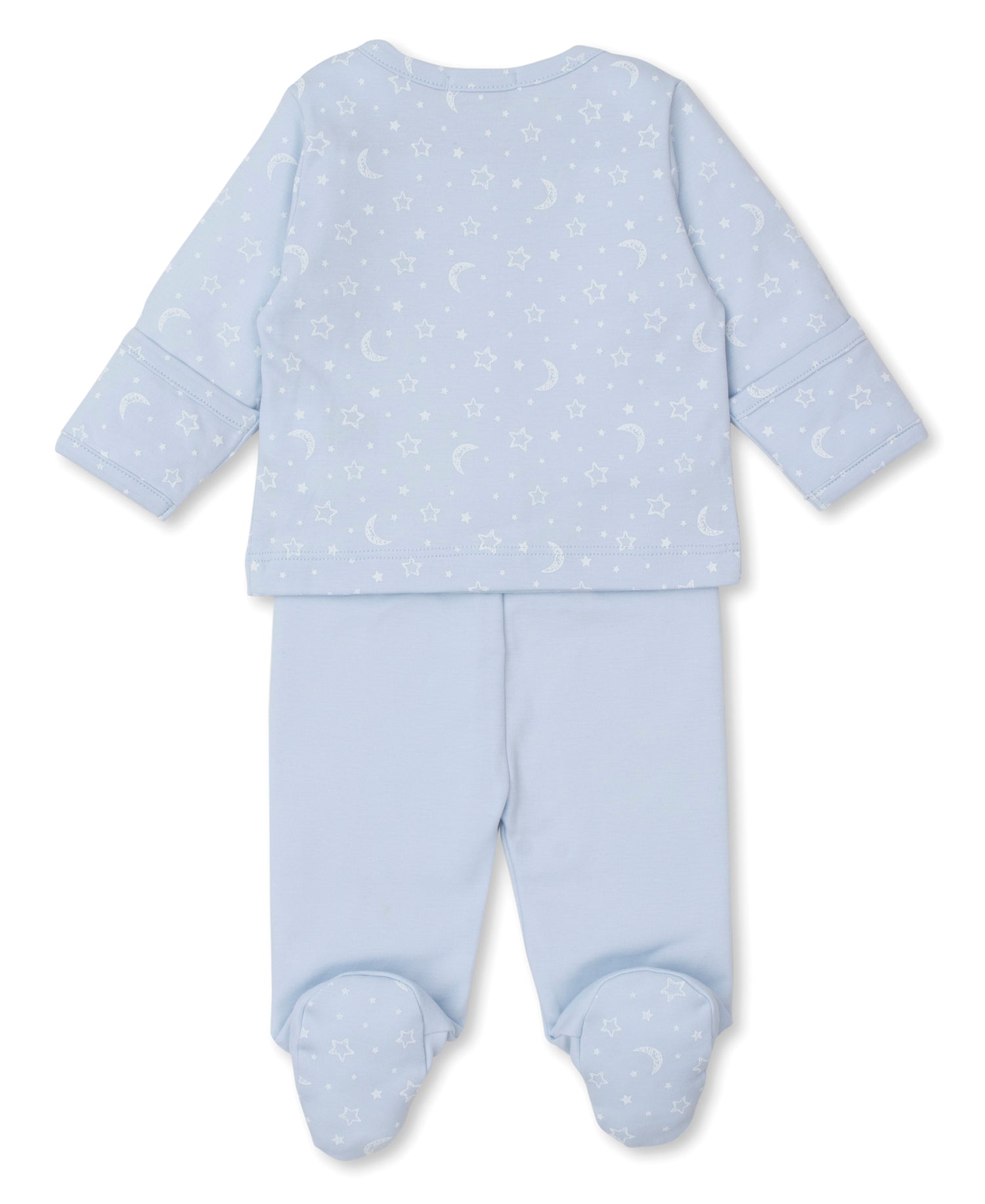 Crescent Moon Footed Pant Set: Light Blue