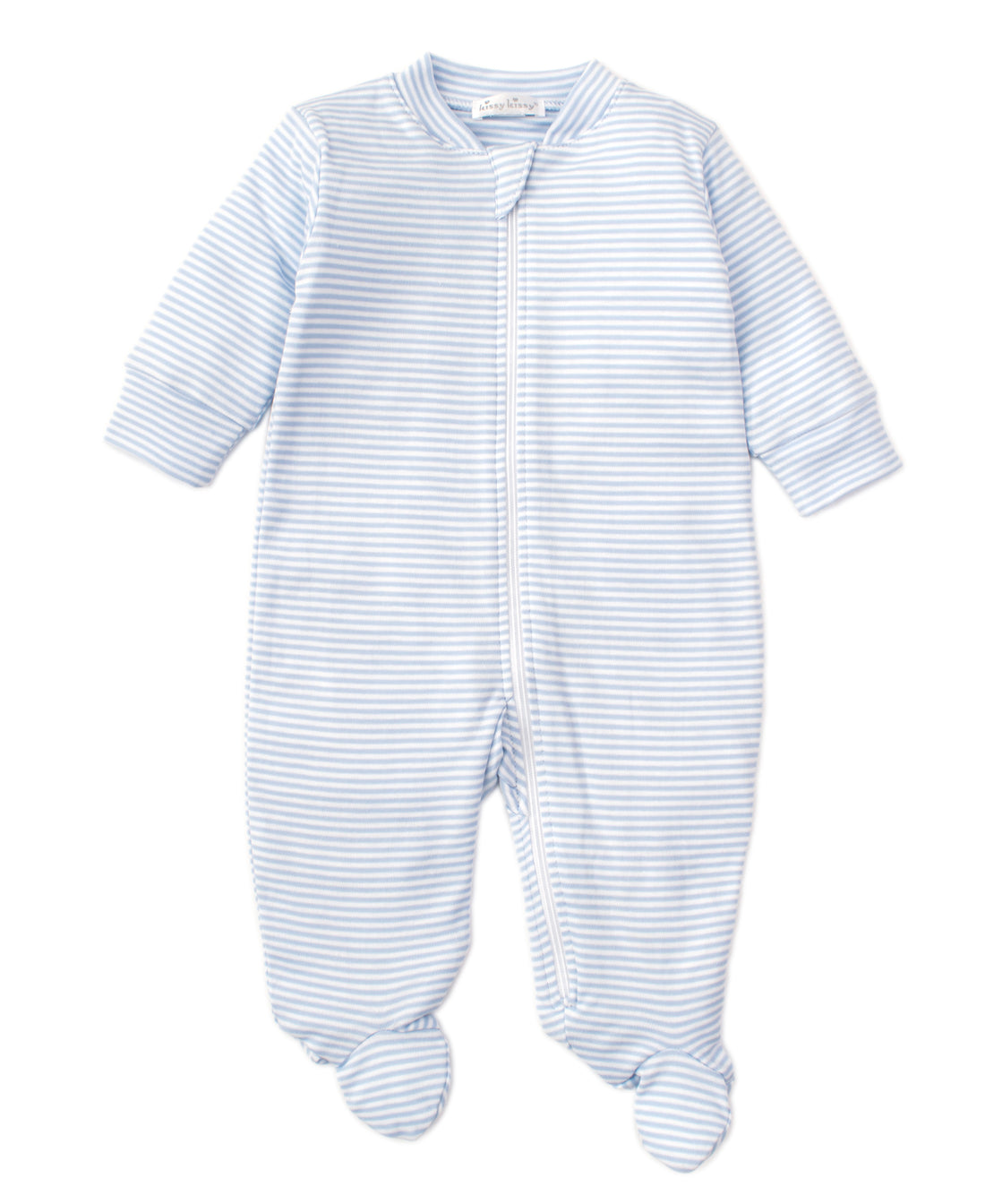 Light Blue Stripe Zipper Footie