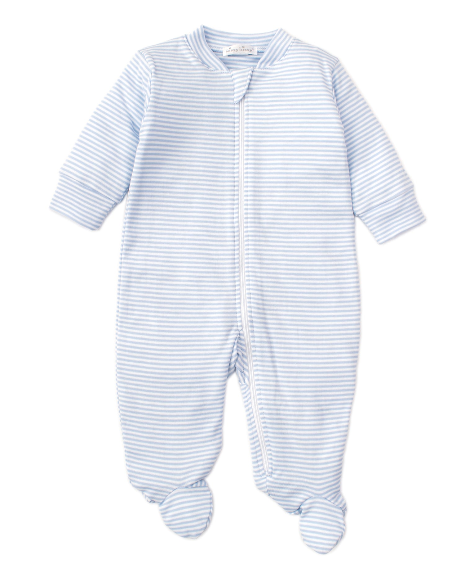 Light Blue Stripe Zipper Footie