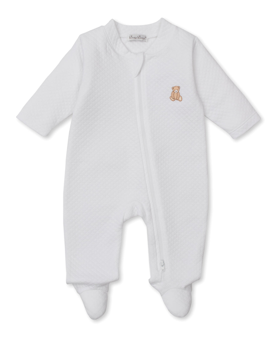 Teddy Bear Time Embroidered Jacquard Zipper Footie