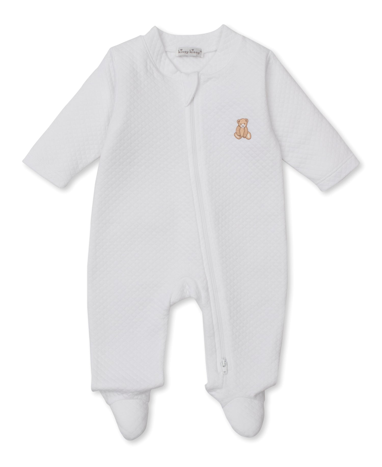 Teddy Bear Time Embroidered Jacquard Zipper Footie