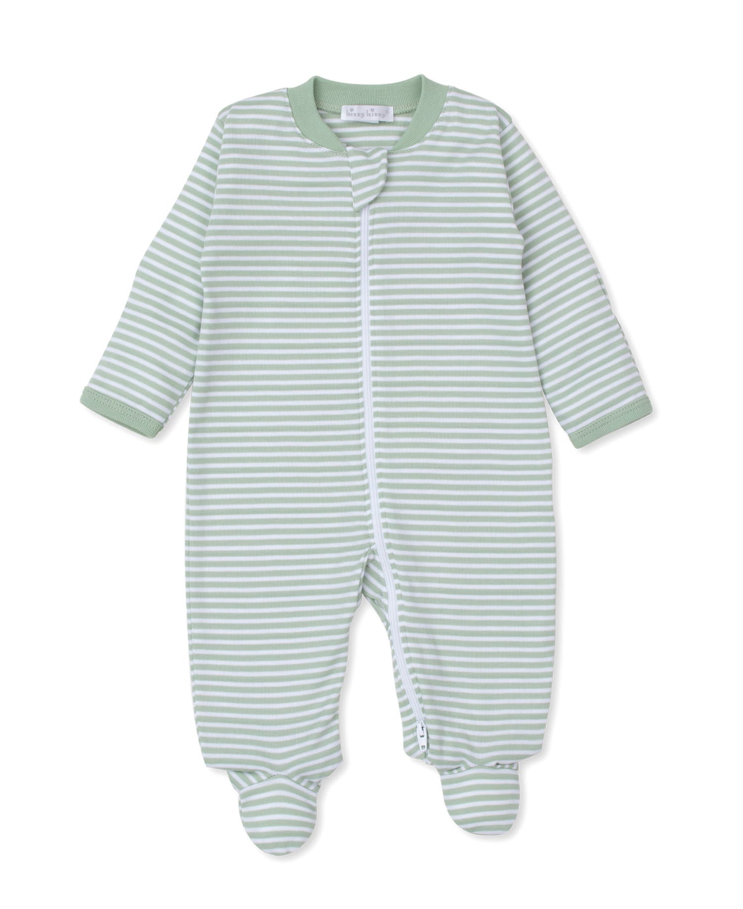 Big Hearted Bears (Green/White Stripe) Zippered Footie