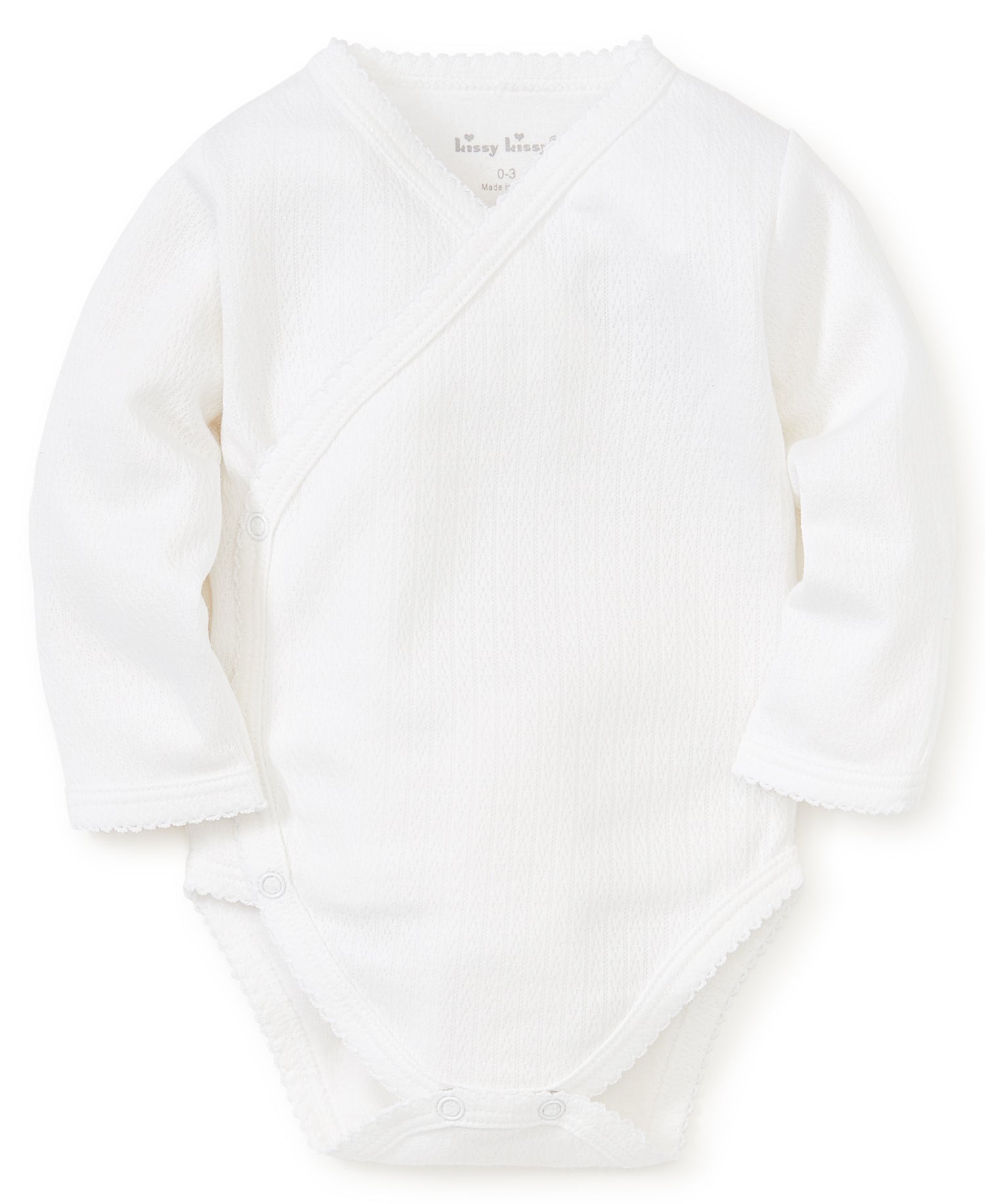 LS Pointelle Crossbody Onesie: White